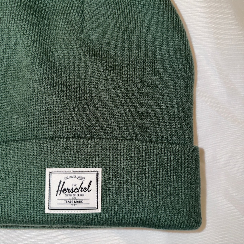 Green Herschel cuffed beanie
